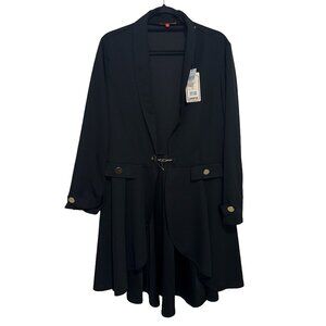 Women’s Black Longline Blazer with Chain Closure